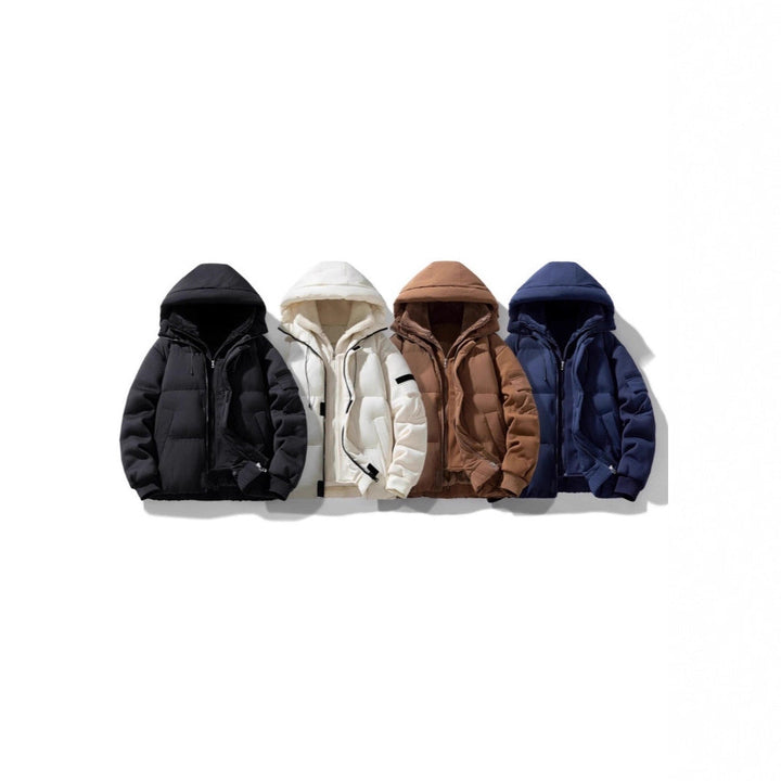 Męska ocieplana kapturemed kurtka z teddy lwwg i contrastwg softshell rękawy