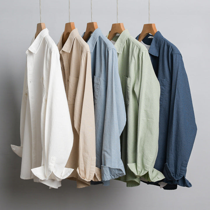 Męski Soft-Touch Mieszanka bawełny Koszula wierzchnia w Layering Stylizacja z Kieszeń na piersi