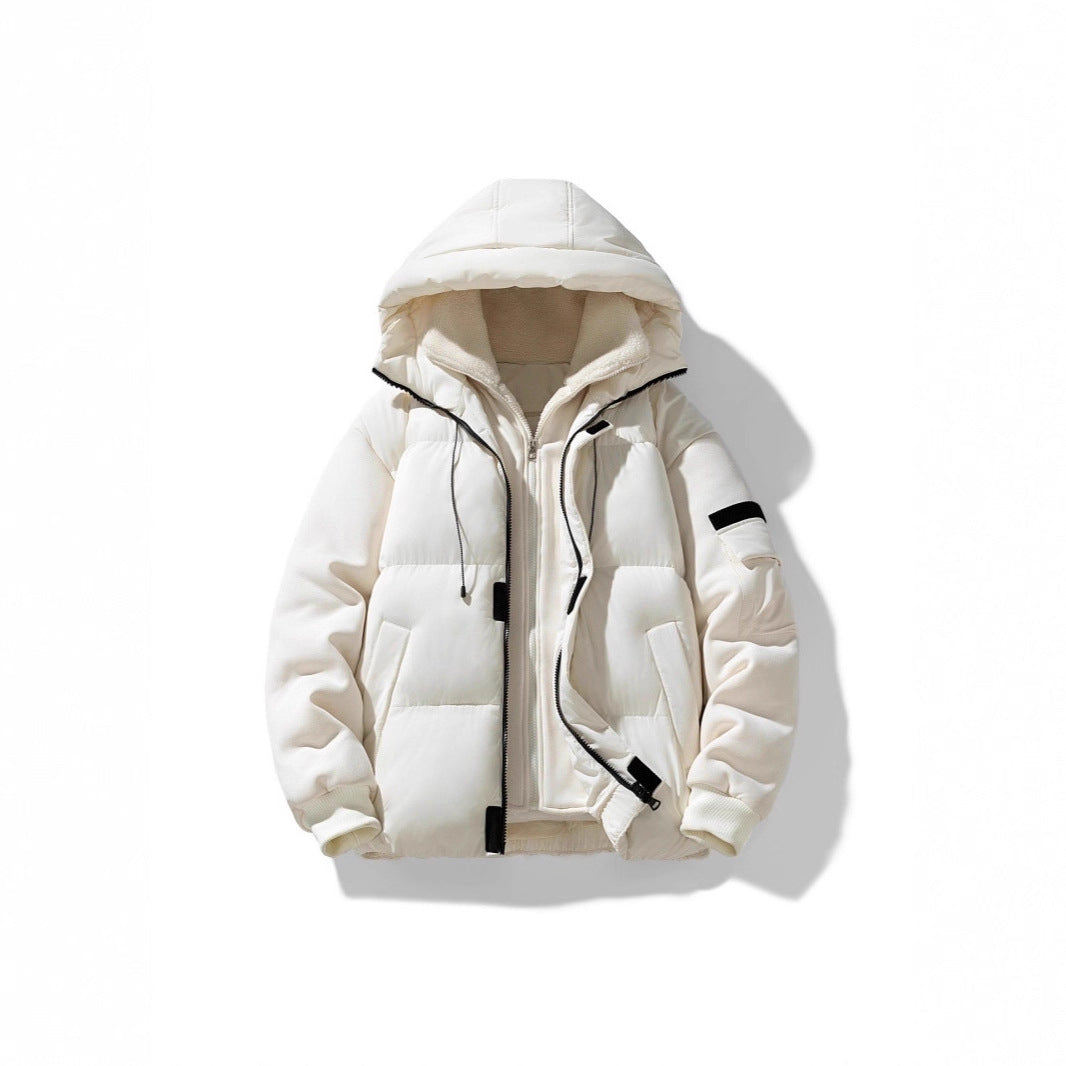 Męska ocieplana kapturemed kurtka z teddy lwwg i contrastwg softshell rękawy