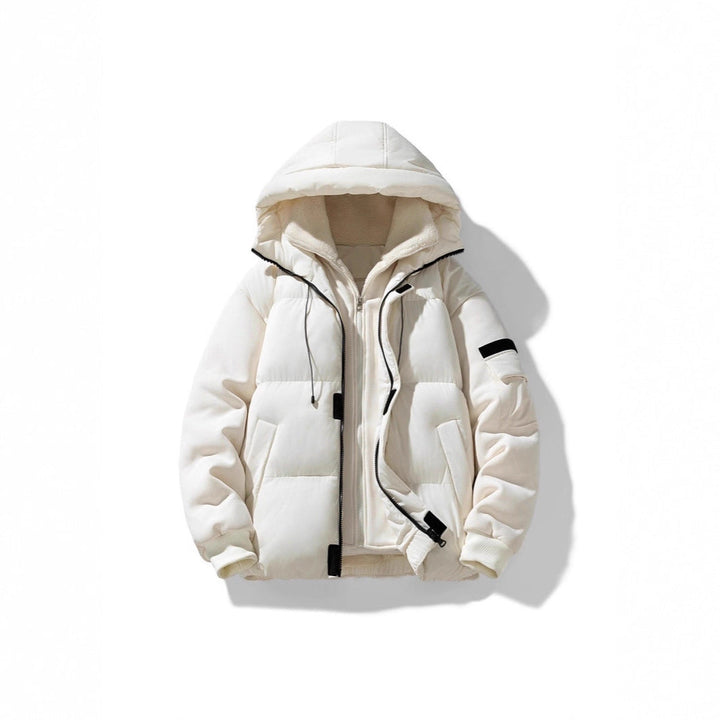 Męska ocieplana kapturemed kurtka z teddy lwwg i contrastwg softshell rękawy