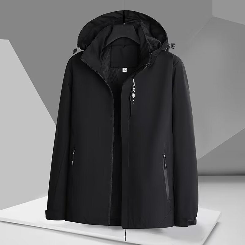 Męska wiatro- i wodoodporna softshell kurtka z kapturem, oddychająca membrana, i ukrytym zamkiem