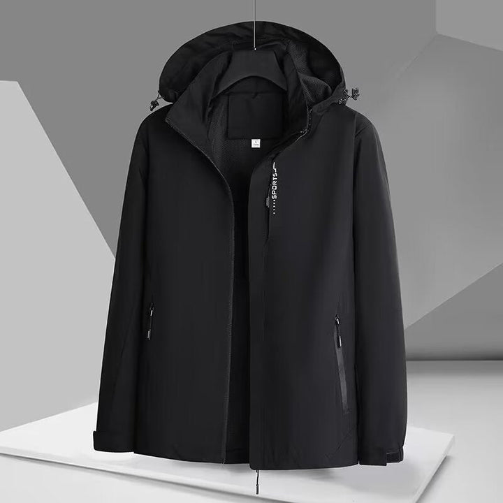Męska wiatro- i wodoodporna softshell kurtka z kapturem, oddychająca membrana, i ukrytym zamkiem
