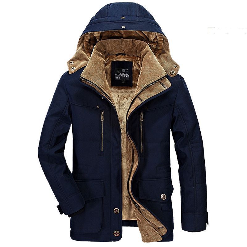 Męska ocieplana Wwter parka z Removable kapturem i Cord fleece