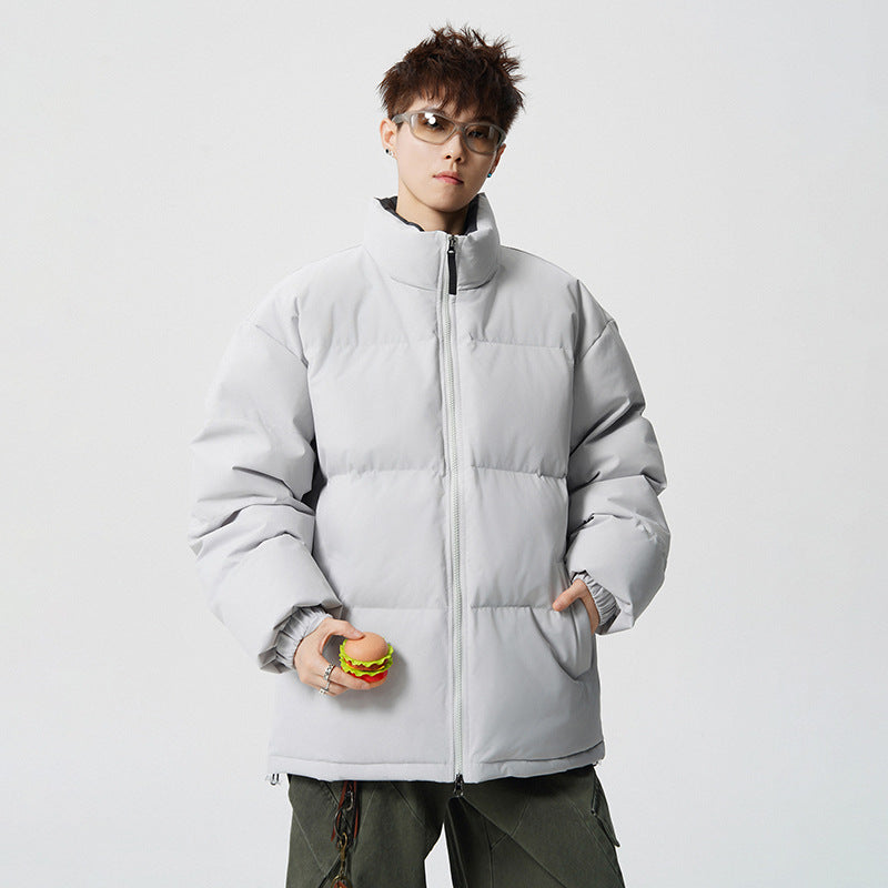 Męski Krótki Krój Oversized Pikowany Kurtka z Wysoki kołnierz