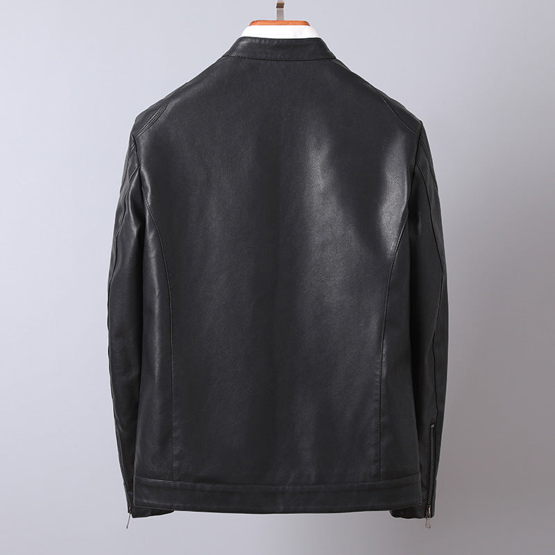 Męski Minimalist Imitacja skóry Blouson z Stójka i Side Kieszenie na zamek