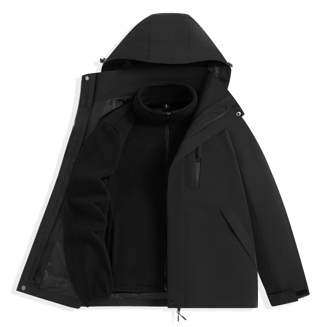 Męska two-warstwa outdoorowy parka z removable fleece wner kurtka i kapturem