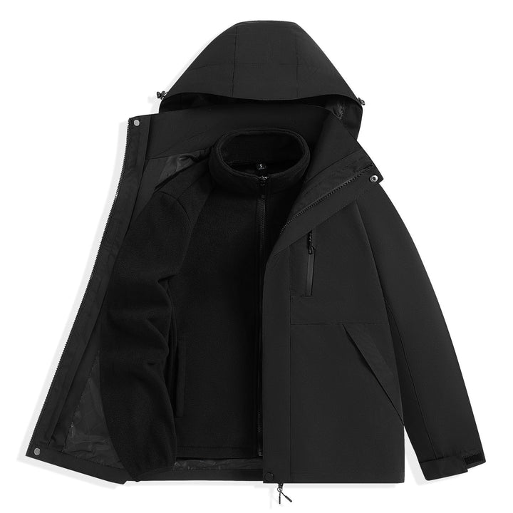 Męska two-warstwa outdoorowy parka z removable fleece wner kurtka i kapturem