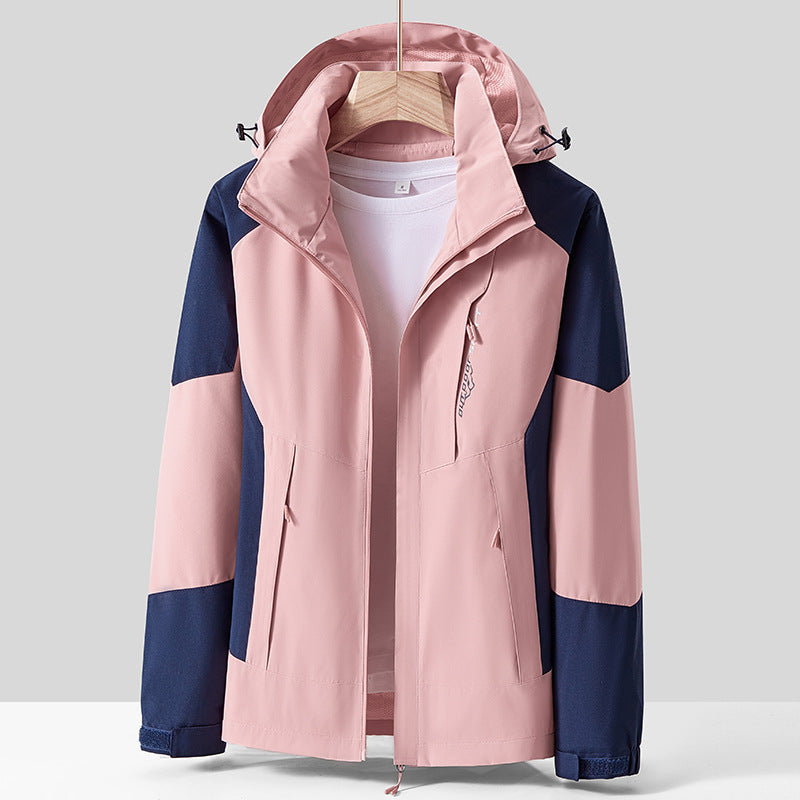 Unisex oddychająca softshellowa Outdoor kurtka in Colorblock Design z regulowanym Hood i Concealed Two-Way zamkiem błyskawicznym Lumaza