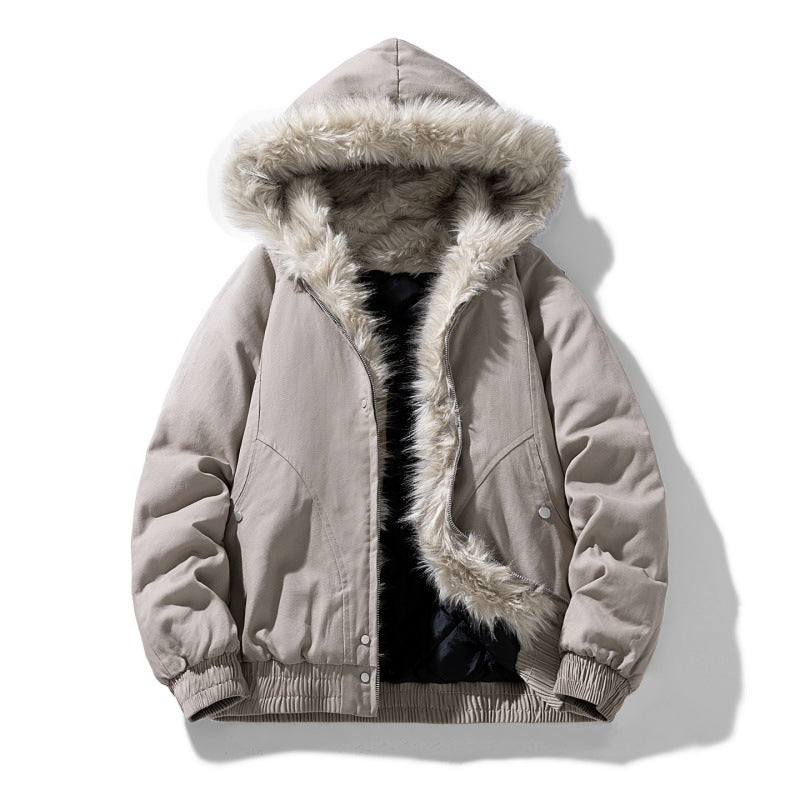 Kurtka pikowana unisex ze sztucznym futrem wodoodporna wiatroszczelna