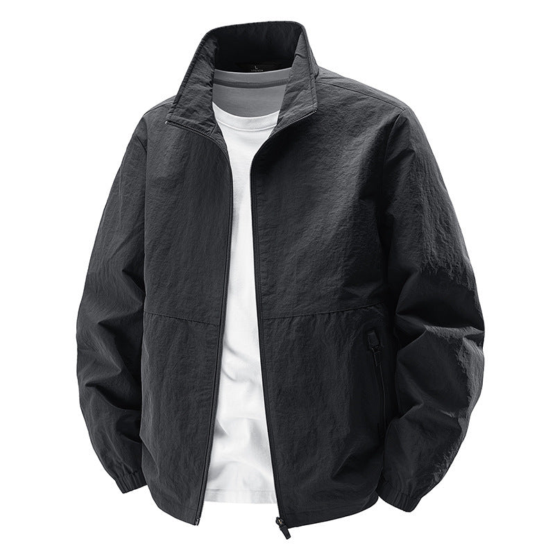 Męski ultralight wiatroszczelny codzienny kurtka z kołnierz ze stójką i zippered kieszenie