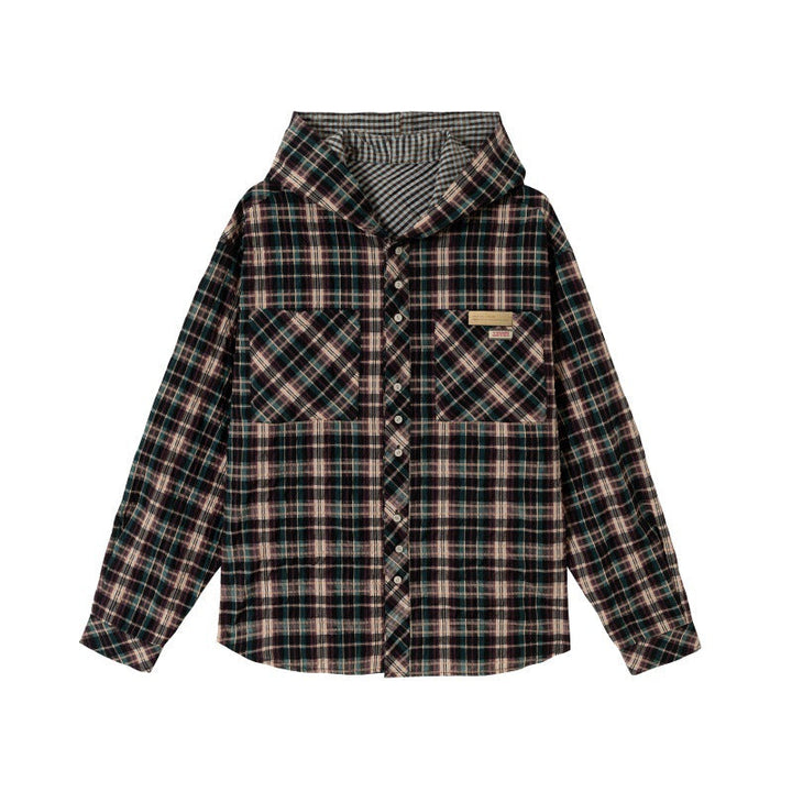 Unisex Oversize Kratka Flannel Koszula z Kieszenie na piersi