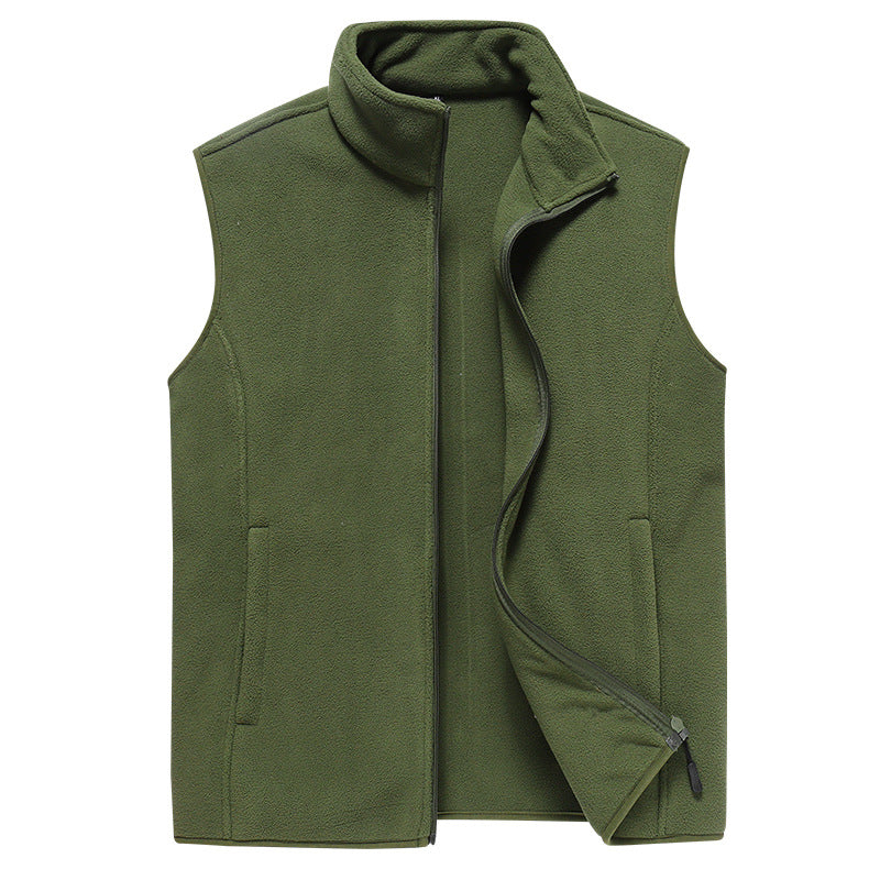 Męski Bez rękawów Microfleece Kamizelka z Kołnierz ze stójką i Ukryty Two-Way Zamek