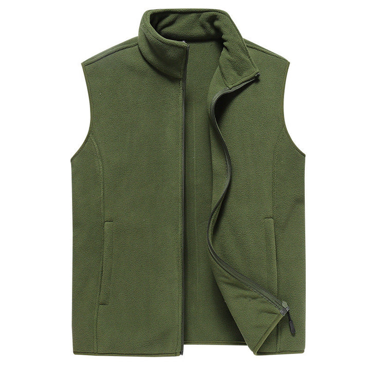Męski Bez rękawów Microfleece Kamizelka z Kołnierz ze stójką i Ukryty Two-Way Zamek