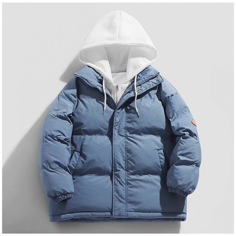 Męski Ocieplany Winter Puffer Kurtka z Two-Layer Kaptur i Elastic Mankiety