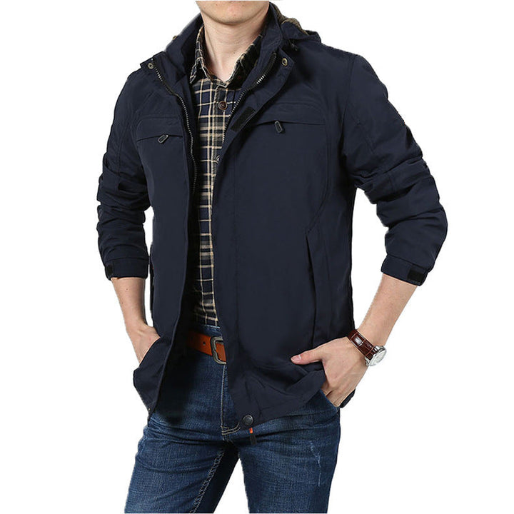 Męski lekki technical kurtka field z kaptur, wielofunkcyjne kieszenie i wind-resistant zewnętrzna warstwa