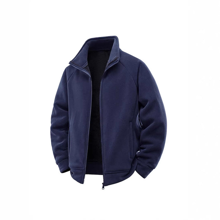 Męska fleece termiczny kurtka z double-warstwa teddy wner lwwg i wysoki stójką
