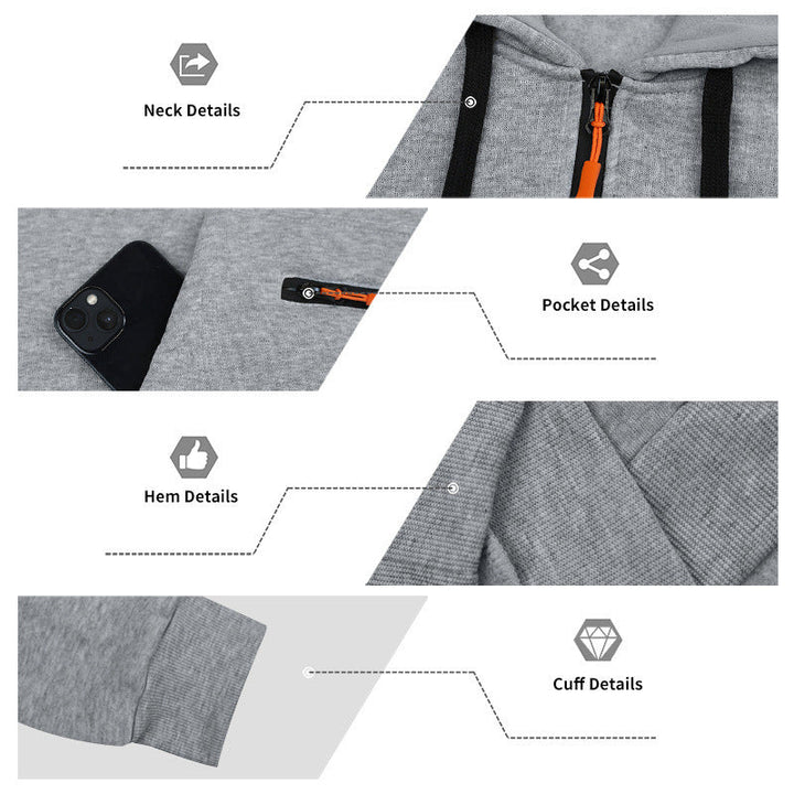 Męska sportowa bluza z kapturem z half zamek i zippered kieszeń kangurka