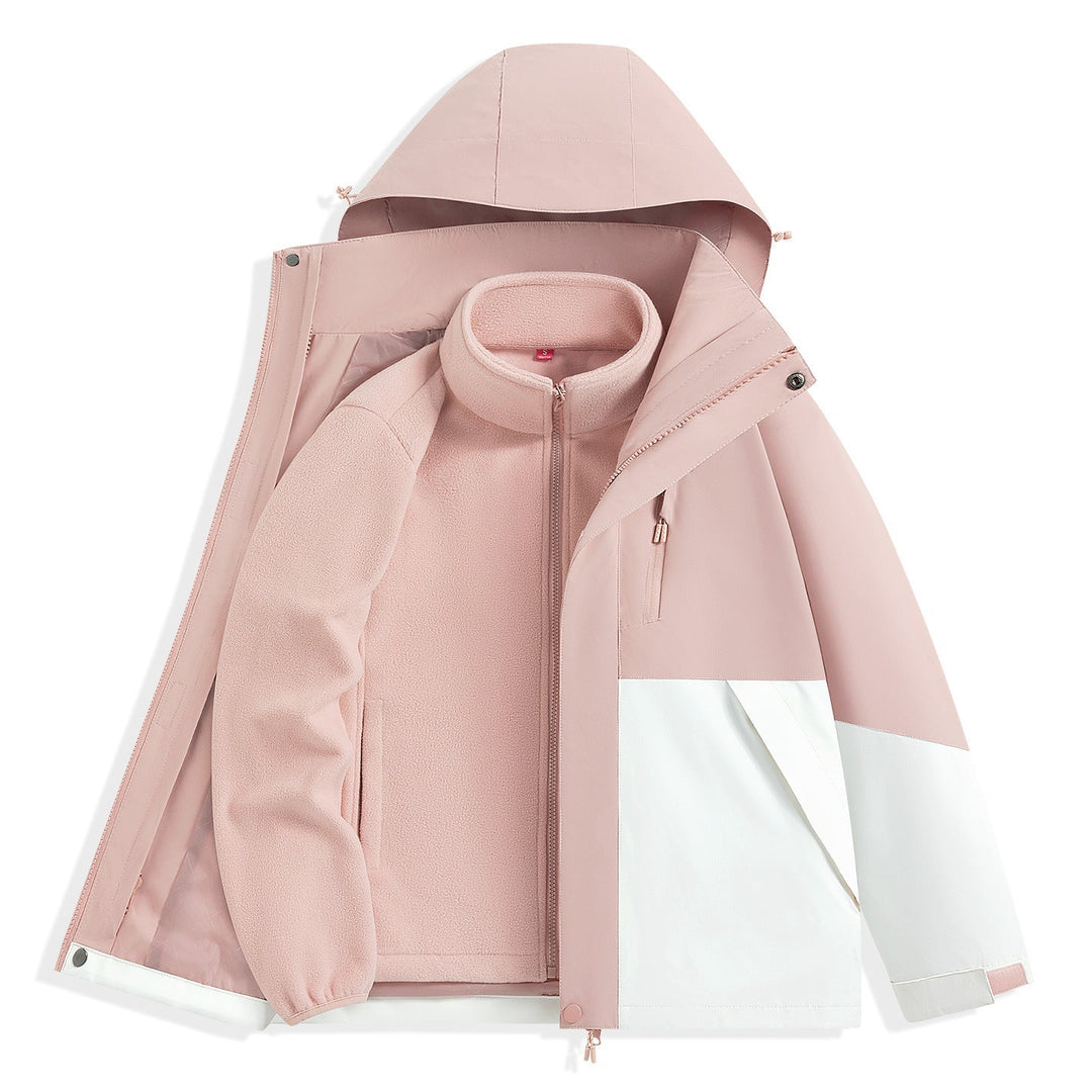 Męska two-warstwa outdoorowy parka z removable fleece wner kurtka i kapturem
