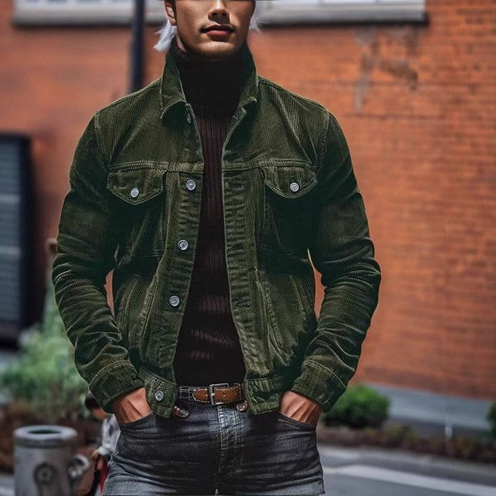 Męski fine sztruks trucker kurtka z chest kieszenie z klapami i tailored silhouette