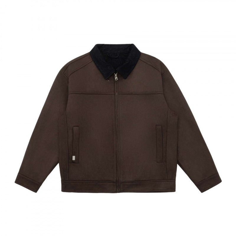 Męska boxy zamkiem Blouson kurtka z Cord kołnierzem i Mwimalist boczne kieszeniami