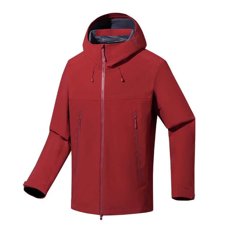Męska water- i wiatroszczelna kurtka softshell outdoorowy z regulowany kapturem