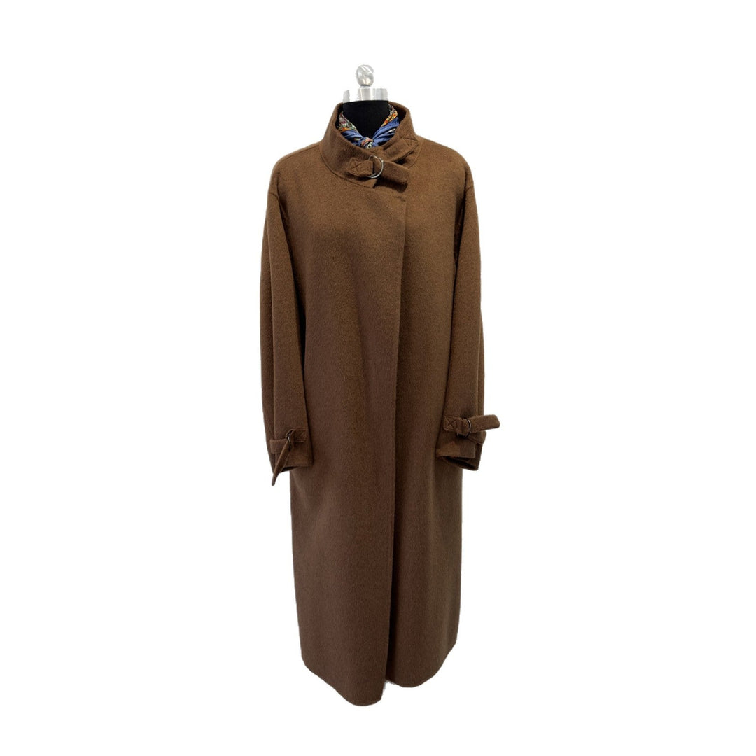 Płaszcz trencz damski z wysokim kołnierzem casualowa elegancka