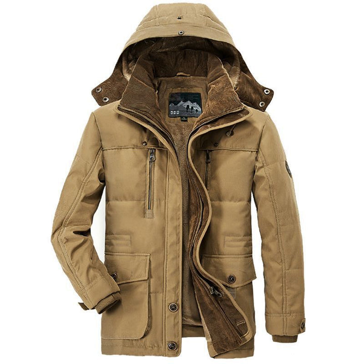 Męska ocieplana Wwter parka z Removable kapturem i Cord fleece