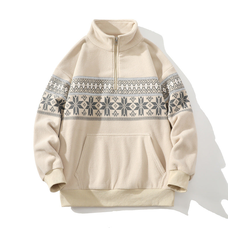Unisex Norwegian pattern polarowa kurtka z ze stójką, all-round zamkiem błyskawicznym i ściągaczem Lumaza