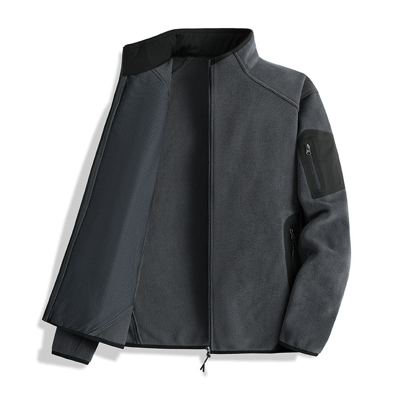Męski kurtka polarowa z kołnierz ze stójką i softshell inserts