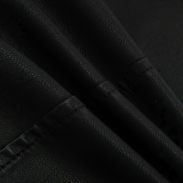 Damska taliowana Biker kurtka made of Leatherette z pikowana na ramiona Area i Asymmetrical zamkiem błyskawicznym Lumaza
