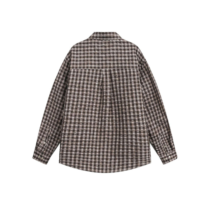 Unisex Oversize W kratę Kurtka koszulowa z Kieszeń i Miękki Textured Tkanina