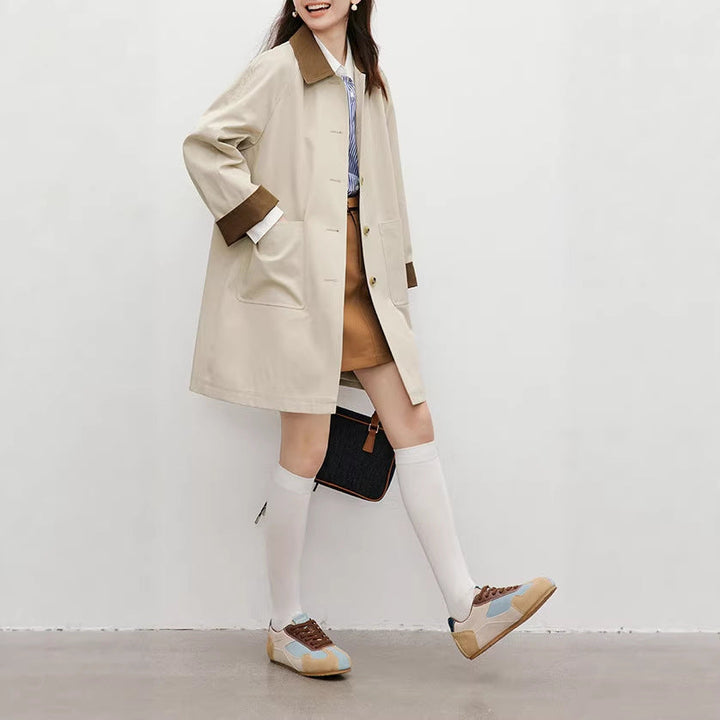 Damska Fashionable Transitional kurtka z kontrastowy kołnierzem Lumaza