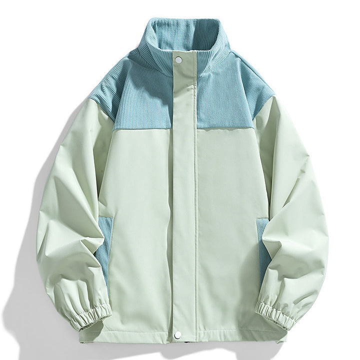Damska oversize Transitional kurtka z Cord Trim i stójka kołnierzem Lumaza