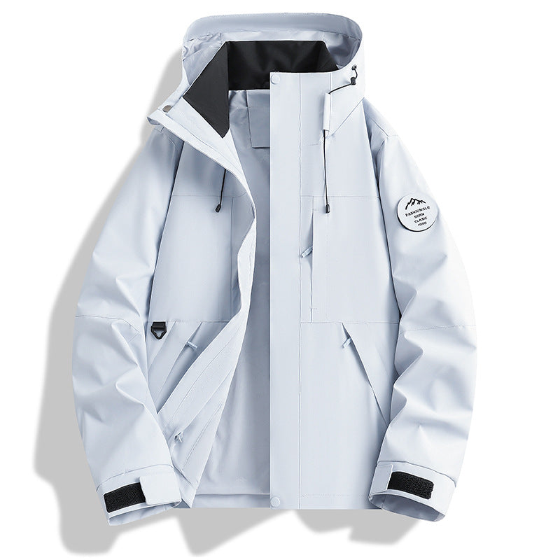 Męska Water i wiatroszczelna kurtka softshell outdoorowy z regulowany kapturem