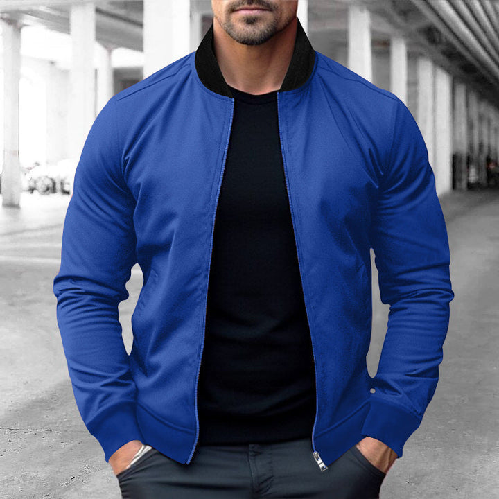 Męska sporty-elegant sweat kurtka w bomber Styl z kontrastowy Kołnierz i dwukierunkowy zamek