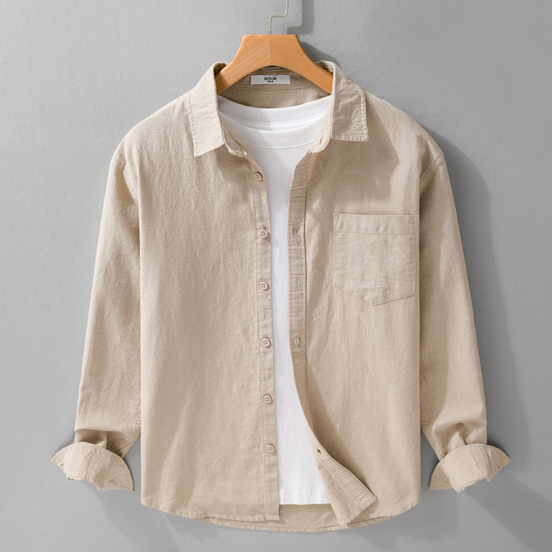 Męski Soft-Touch Mieszanka bawełny Koszula wierzchnia w Layering Stylizacja z Kieszeń na piersi