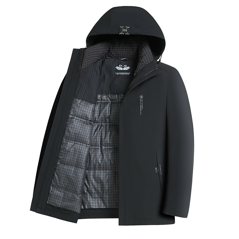 Męski Softshell Parka z Pikowany Termiczny Podszewka i Kaptur