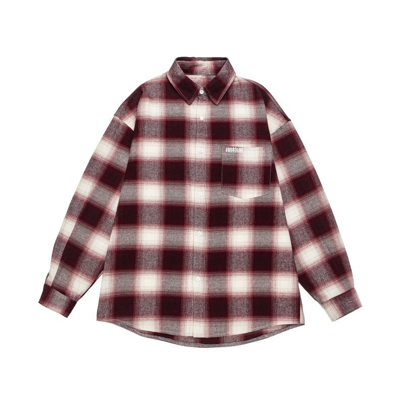 Unisex Kratka Flannel Kurtka koszulowa w Oversize Box Krój z Zaokrąglony Dół