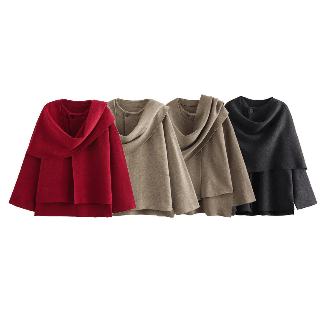 Damskie asymmetrical poncho-like kurtka wykonana z miękki Materiał