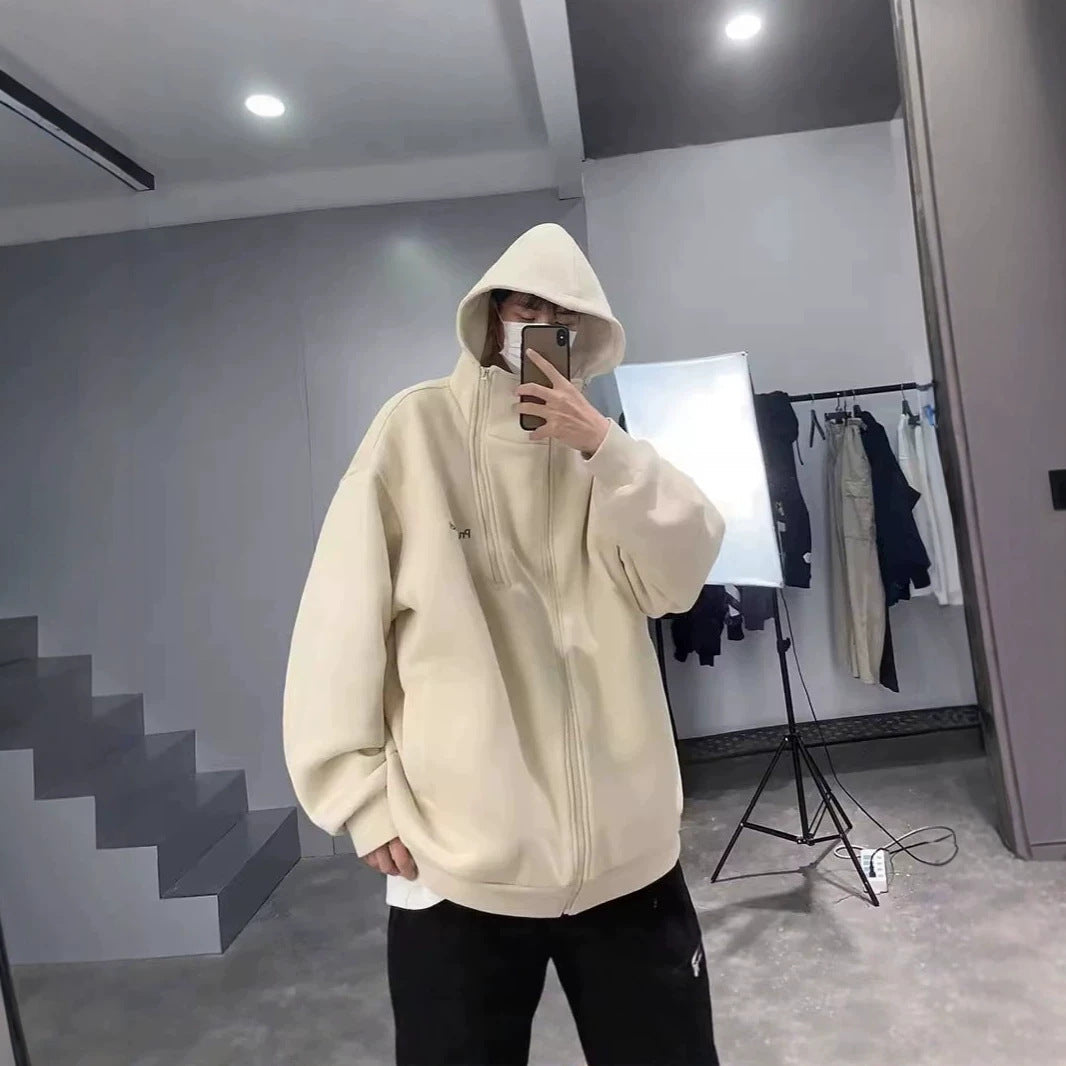 Unisex oversize polarowa kurtka z wysokim kołnierzem i zamkiem błyskawicznym Lumaza