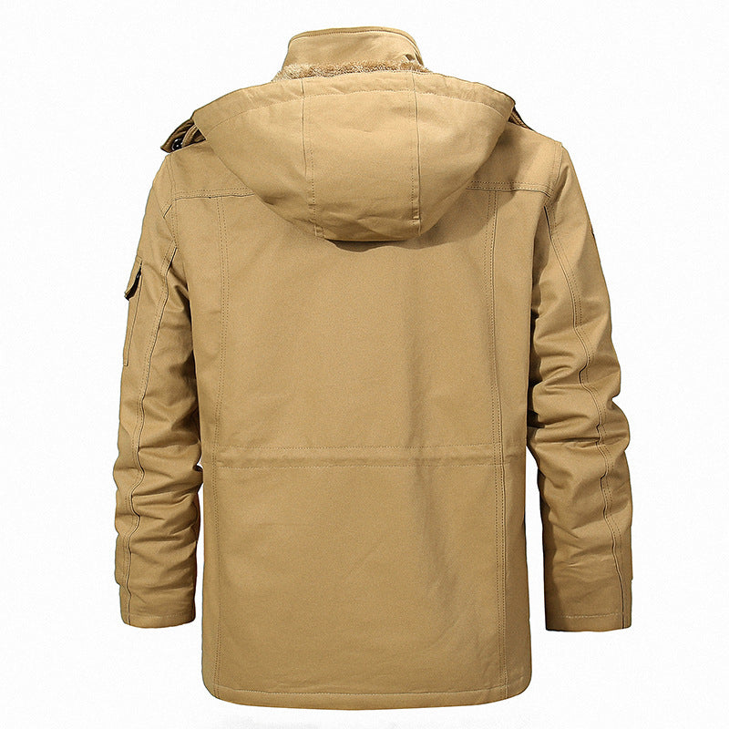 Męska ocieplana Wwter parka z teddy fleece Lwwg, kapturem, i Multi-funkcja kieszeniami
