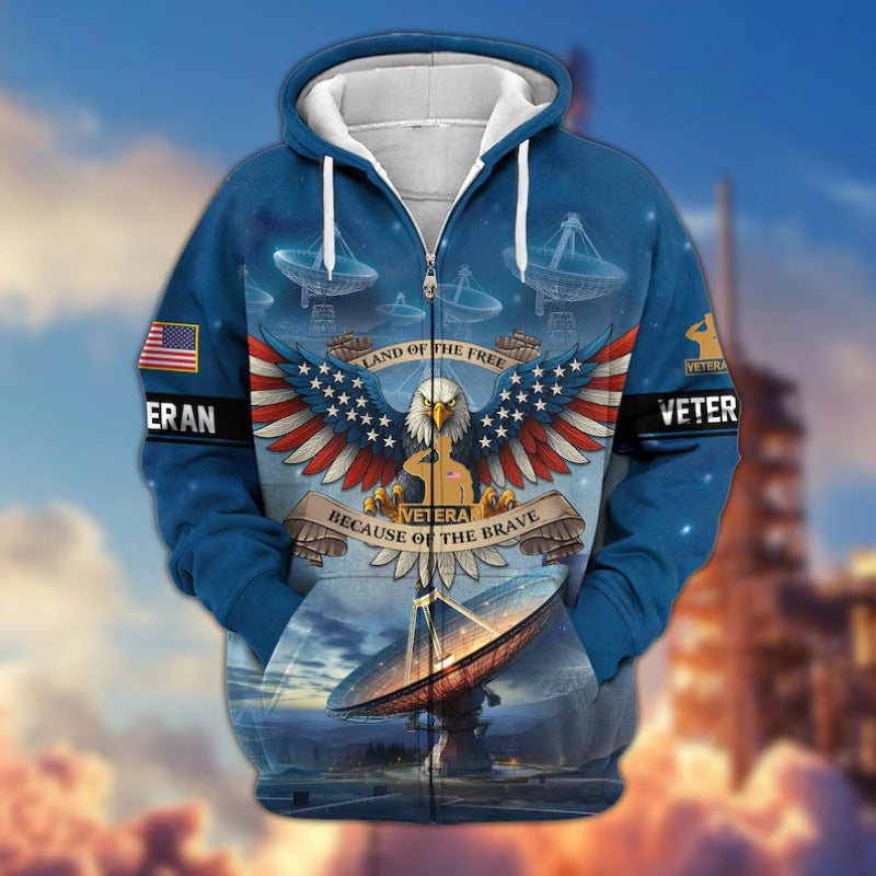Męska bluza z kapturem z American veteran motif