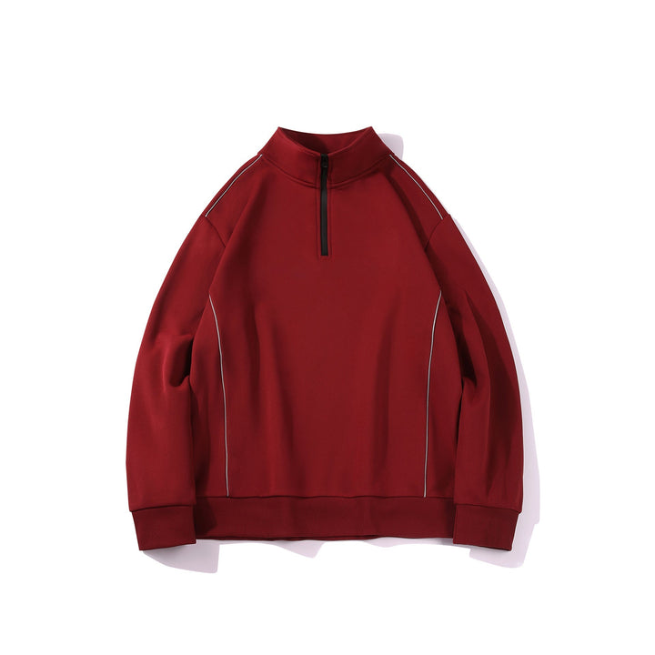 Herren Halfzip-Bluza mit Stehkragen, reflektierenden Kedernähten und geripptem Saum
