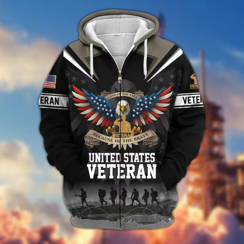 Męska bluza z kapturem z American veteran motif