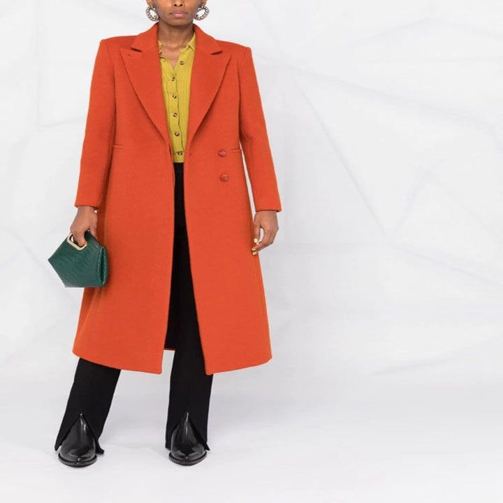 Damska Maxi-Length mieszanka wełny długa płaszcz z dopasowana Seam Design i Hidden kieszeniami Lumaza