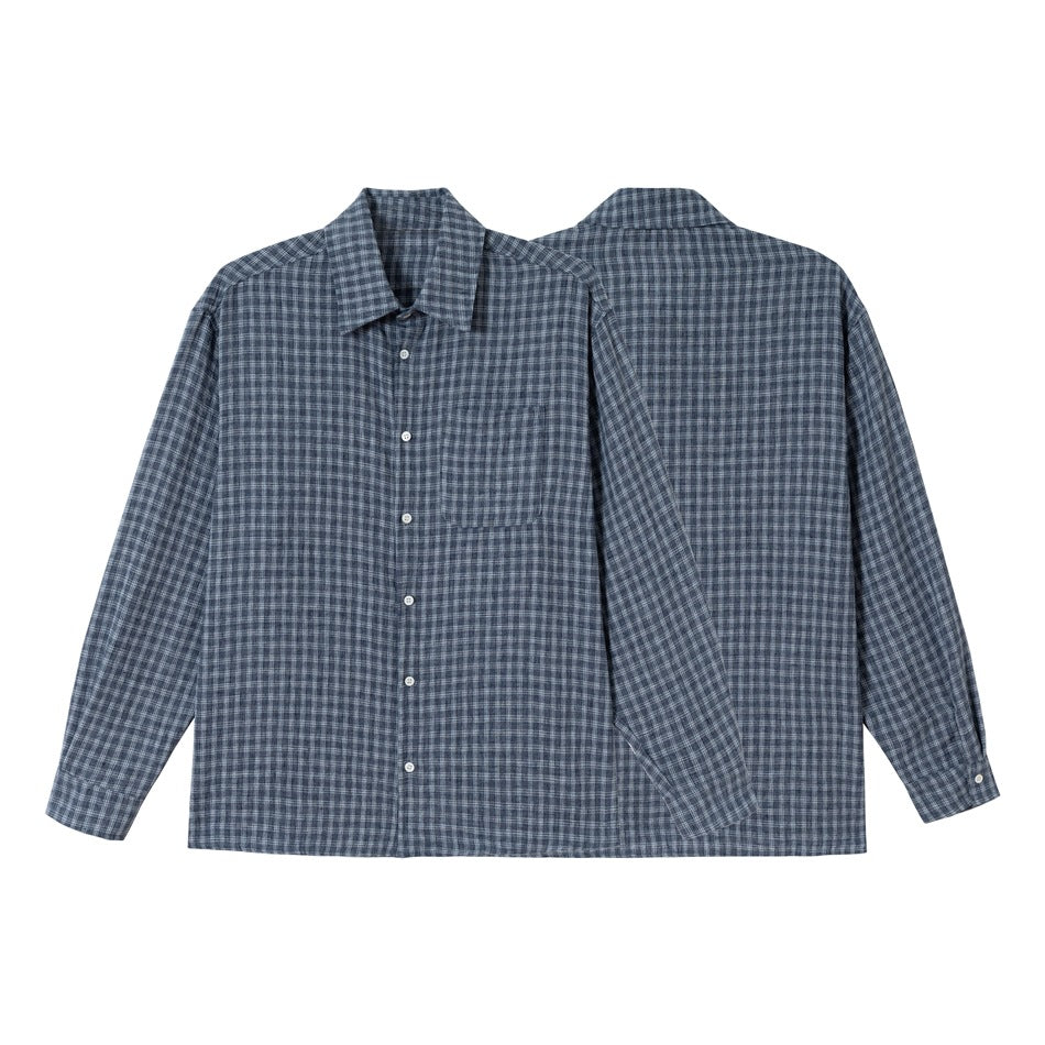Męska boxy krata koszula wierzchnia z boxy krój, klatka piersiowa kieszenią i lekka flannel texture