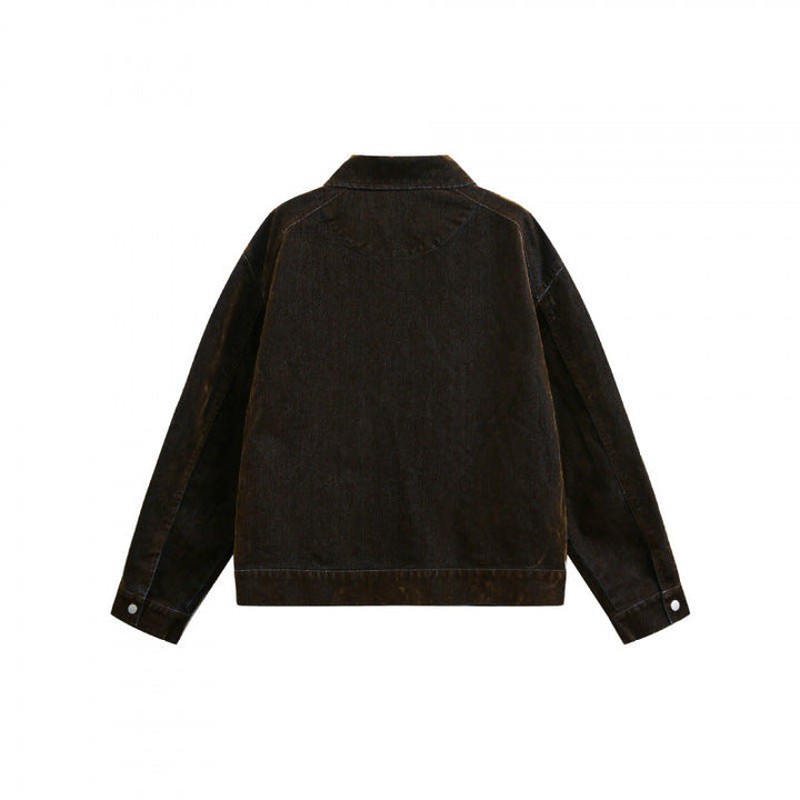 Męska boxy Cord Blouson kurtka z Metal zamkiem, koszula kołnierzem i Angled wsert kieszeniami