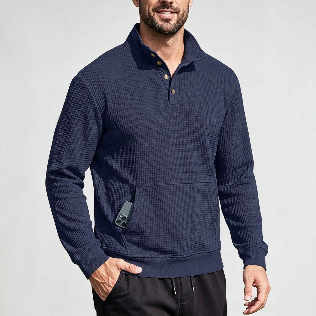 Męska Moda Sport Sweter z Listwa guzikowa