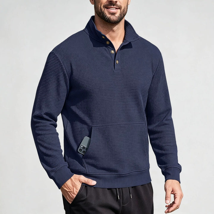 Męska Moda Sport Sweter z Listwa guzikowa