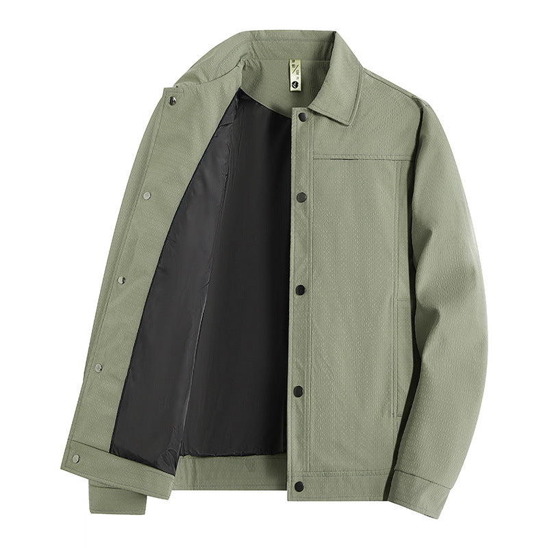 Męski Light Transitional Kurtka w Roboczy Styl z Microstructured Twill Stylizacja i Snap Guzik Placket